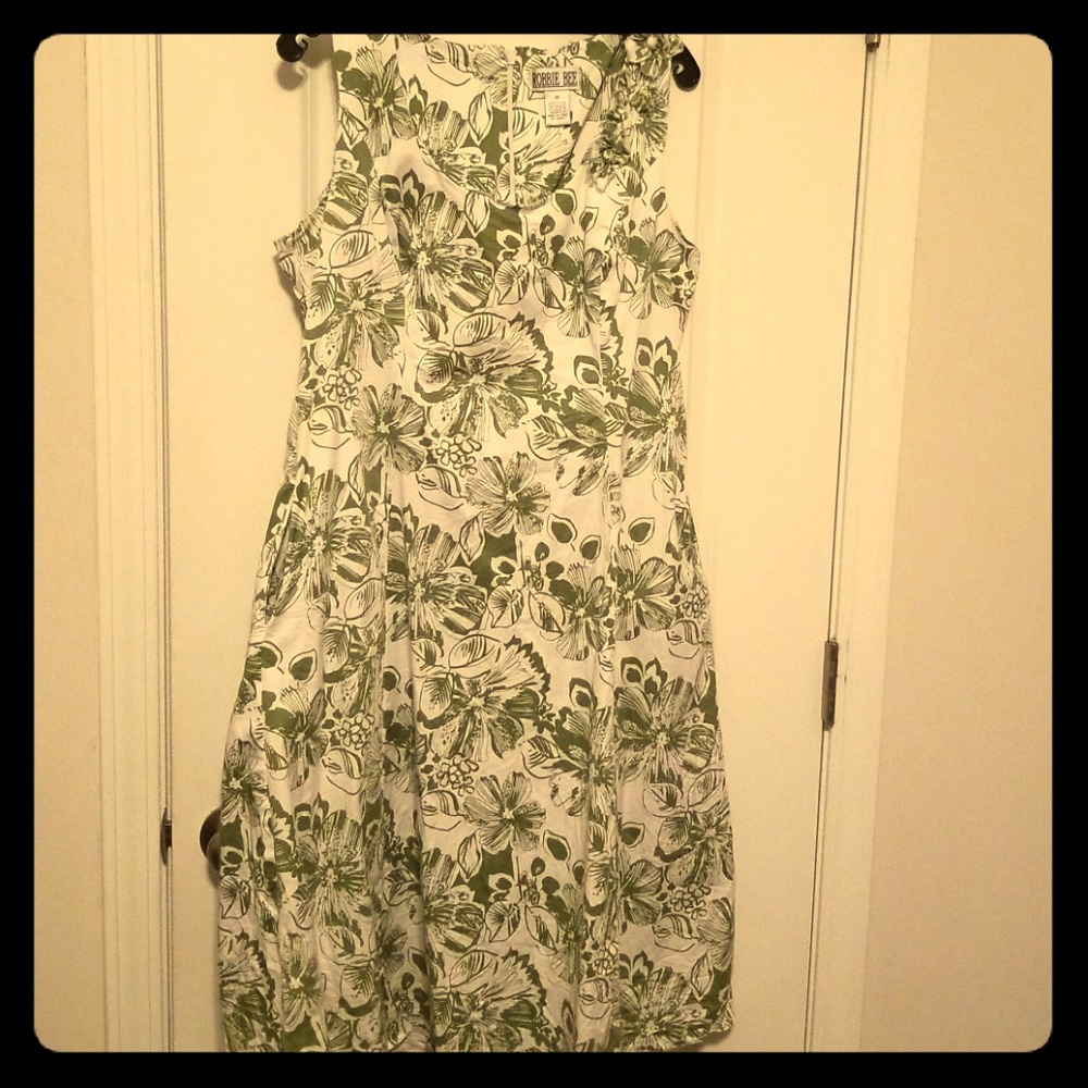 Green and white dress